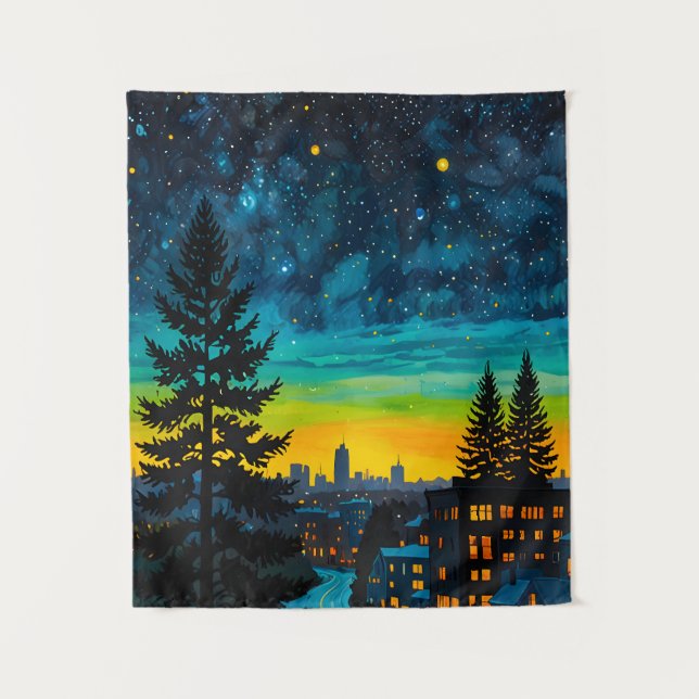 Urban Twilight Glow Wandteppich (Vorderseite)
