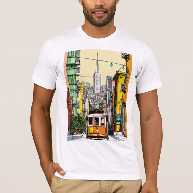 Urban Vibes: San Francisco Streetcar Art T - Shirt (Vorderseite)