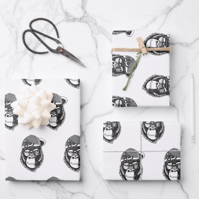 Urban Warrior Gorilla Wrapping Paper Sheets Geschenkpapier Set (Vorderseite)