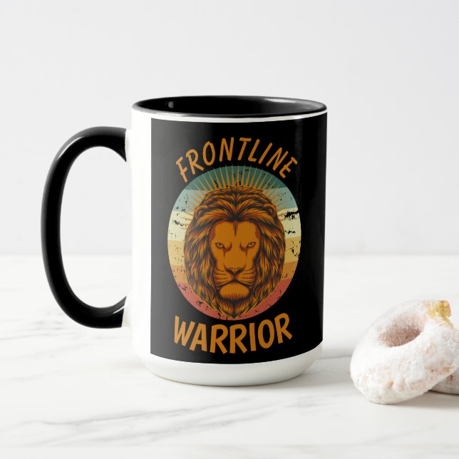 Urban Warrior Yellow Lion Frontline Warrior Tasse (Mit Donut)