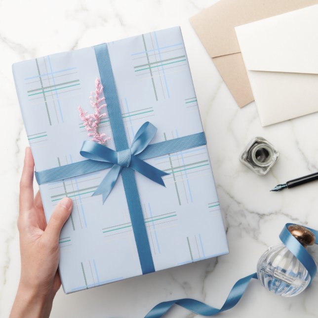 Urban Western Light Blue Tartan Muster Geschenkpapier (Schenken)