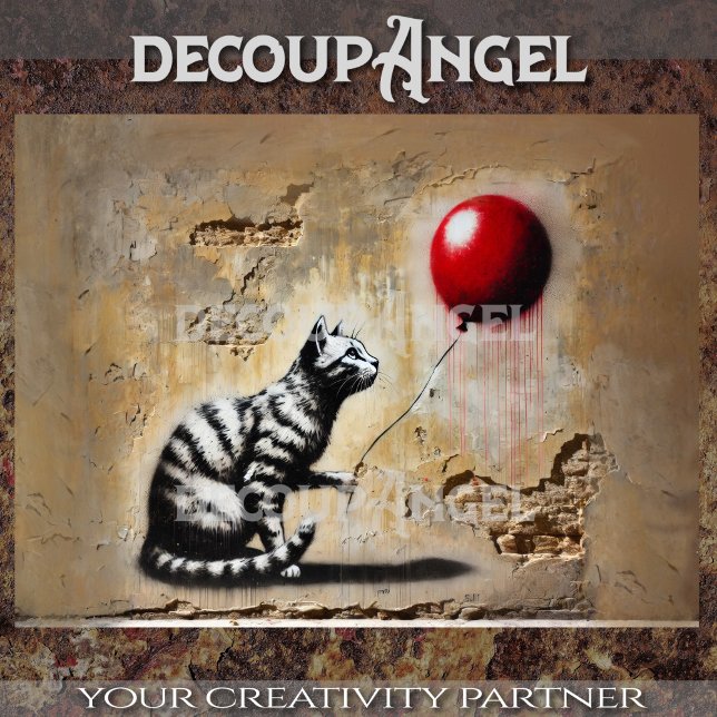 Urban Whimsy: Die gestreifte Katze und der Rote Ba Seidenpapier (Von Creator hochgeladen)