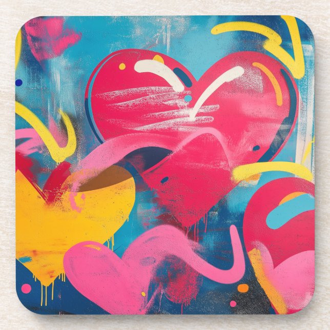 Urbane Liebe: Graffiti Hearts Getränkeuntersetzer (Vorderseite)