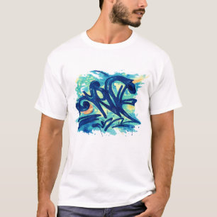 Urbaner Graffiti-Splash – Blaue und Türkise Street T-Shirt