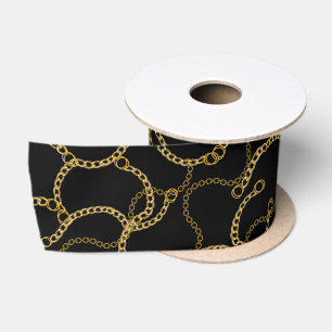 Urbaner Streetstyle Goldketten-Muster Satinband