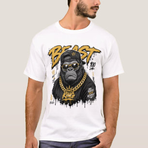 Urbaner Streetwear-Beast-King-Gorilla-Grafik T-Shirt