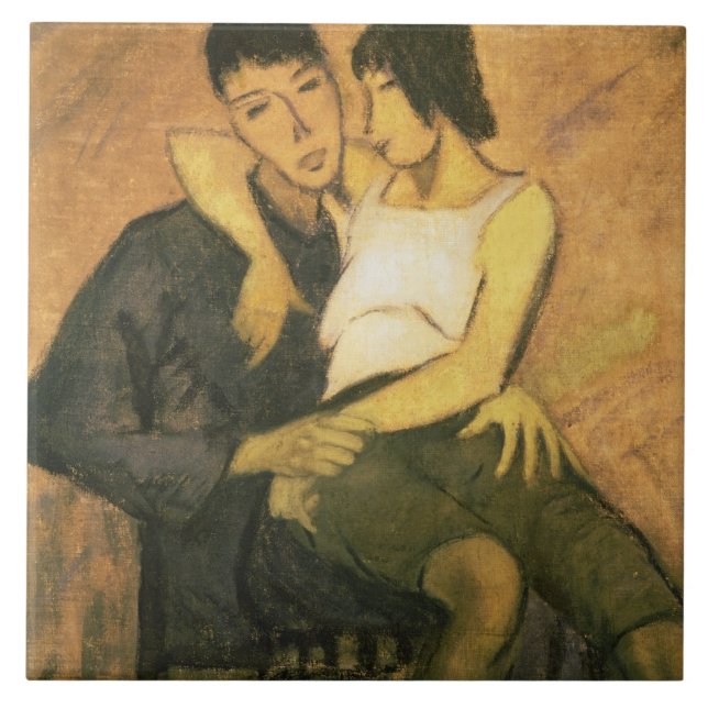 Urbanite Couple, 1920 (Öl auf Leinwand) Fliese (Vorderseite)