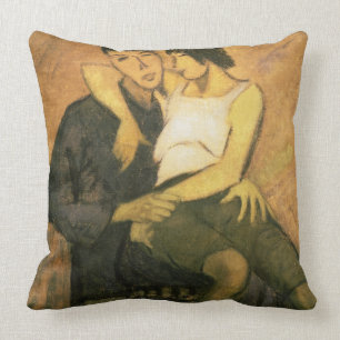 Urbanite Couple, 1920 (Öl auf Leinwand) Kissen