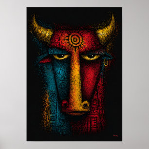 Urbüffel-Totem Abstracte Kunst – Expressionismus Poster