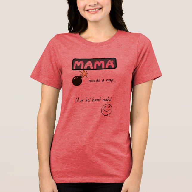 Urdu Funny Mom Life Tri-Blend Shirt (Vorderseite)