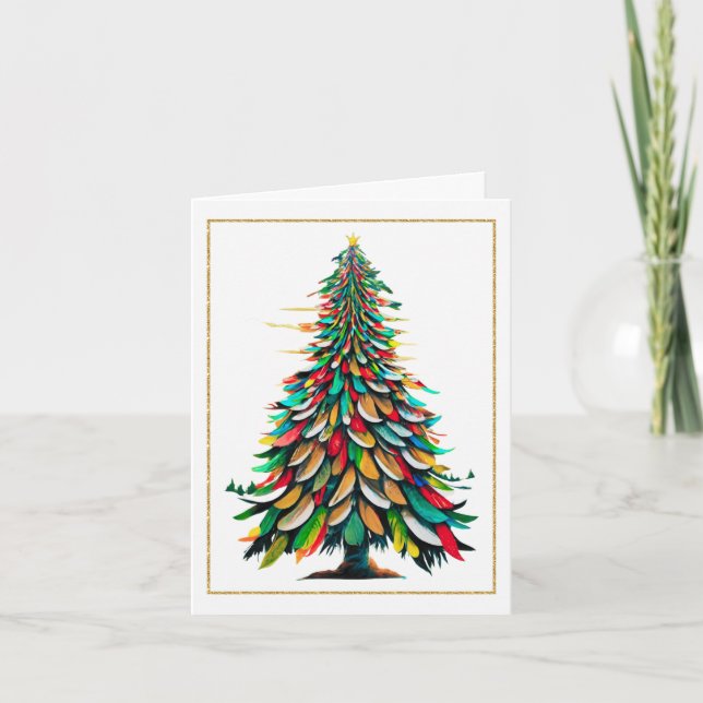 Ureinwohner Amerikas Feather Christmas Tree Karte (Vorderseite)