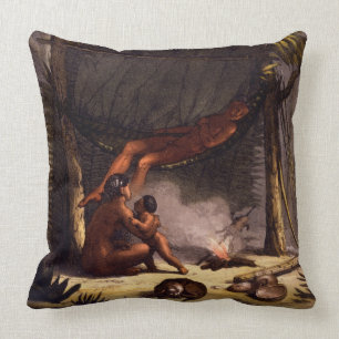 Ureinwohner-Familie unter einem Blatt-Schutz Kissen