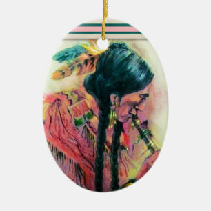 Ureinwohner-Flötenspieler-Weihnachtsverzierung Keramikornament
