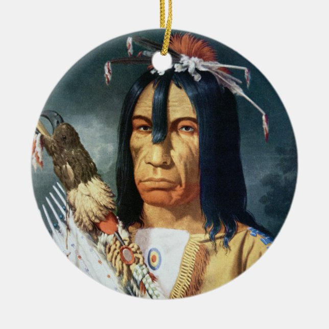 Ureinwohner-Leiter der Creeleute von Kanada Keramik Ornament (Vorne)