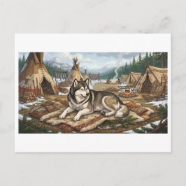 Ureinwohner Malamute   Postkarte