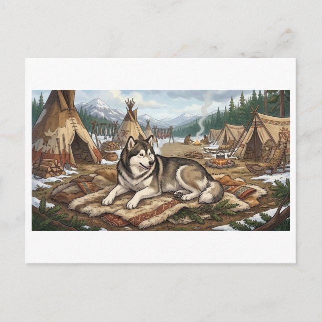 Ureinwohner Malamute   Postkarte (Vorderseite)