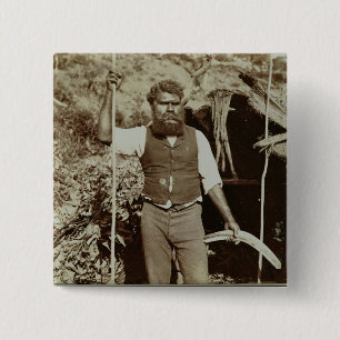 Ureinwohner mit einem Bumerang, c.1860s Button