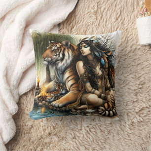 Ureinwohner mit Tiger durch Wasser Kissen