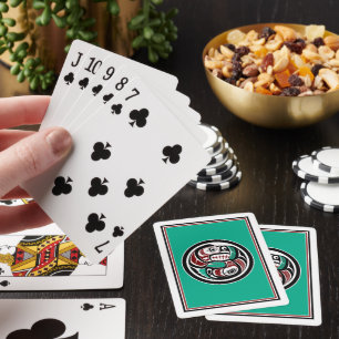 Ureinwohner Rot Schwarz Haida Kunst Otter Lachs Spielkarten