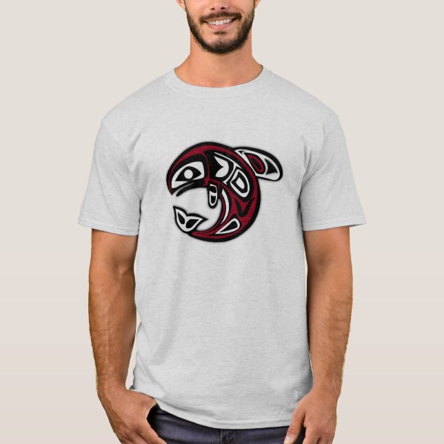 Ureinwohner-Stammes- Fisch-Entwurf T-Shirt (Vorderseite)