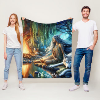 Ureinwohner und Wolf auf dem Wasser Die Szene der  Fleecedecke