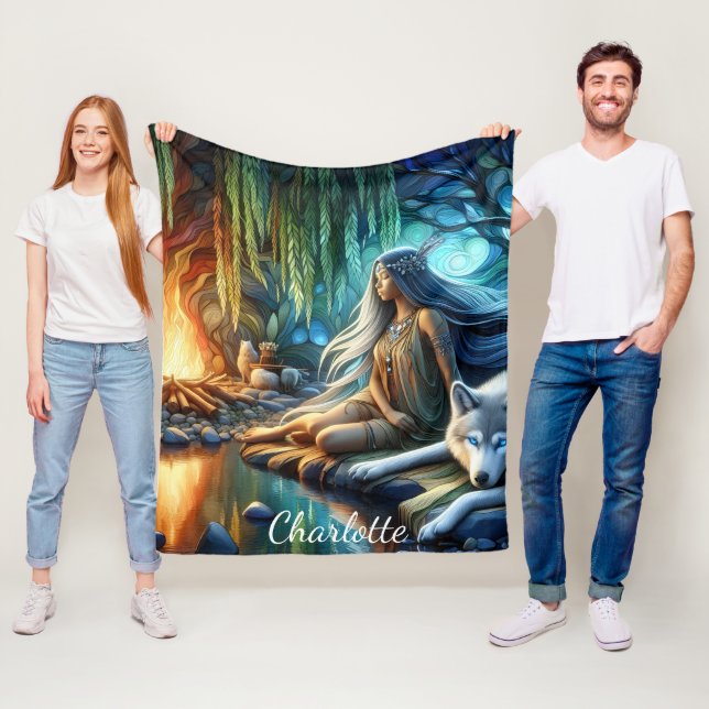 Ureinwohner und Wolf auf dem Wasser Die Szene der  Fleecedecke (Beispiel)