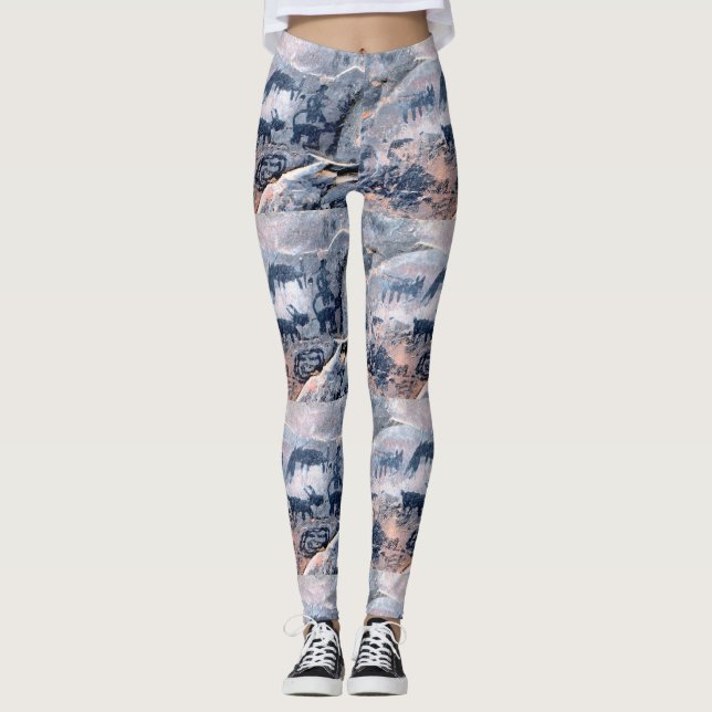 Ureinwohnerpetroglyphe Leggings (Vorderseite)