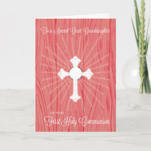 Urenkelin Erstkommunion Kreuz und Strahlen Karte