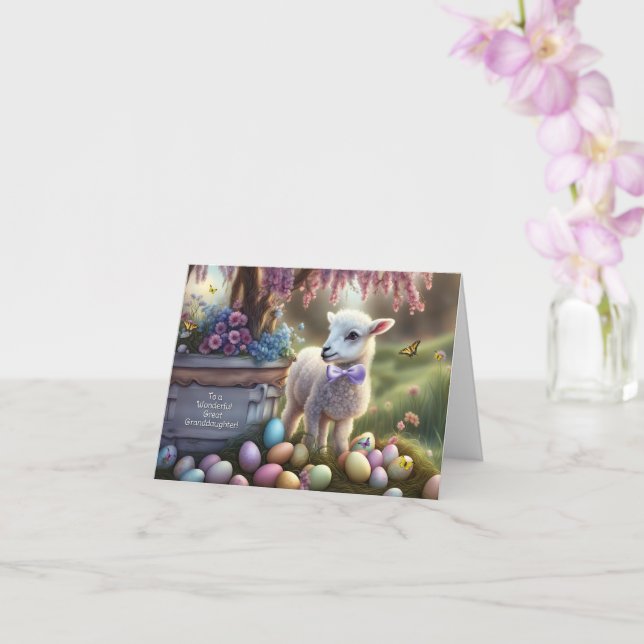 Urenkelin Frohe Ostern mit süßem Lamm Karte (Orchidee)