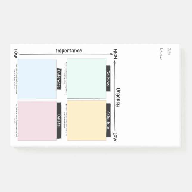Urgent Important Eisenhower Matrix Post-It Notes Klebezettel (Vorderseite)