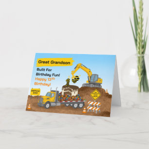 Urgroßenkel 13. Geburtstag Baustelle Karte