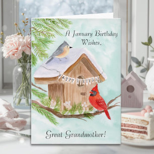 Urgroßmutter Alles Gute zum Januar-Geburtstag Vöge Karte