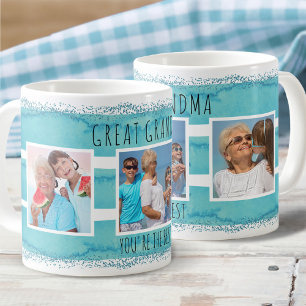 Urgroßmutter Du bist die Beste - 3 Foto Aqua Kaffeetasse