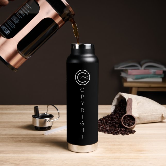 Urheberrecht Modernes Typografisches Schwarz Trinkflasche (Kaffee)