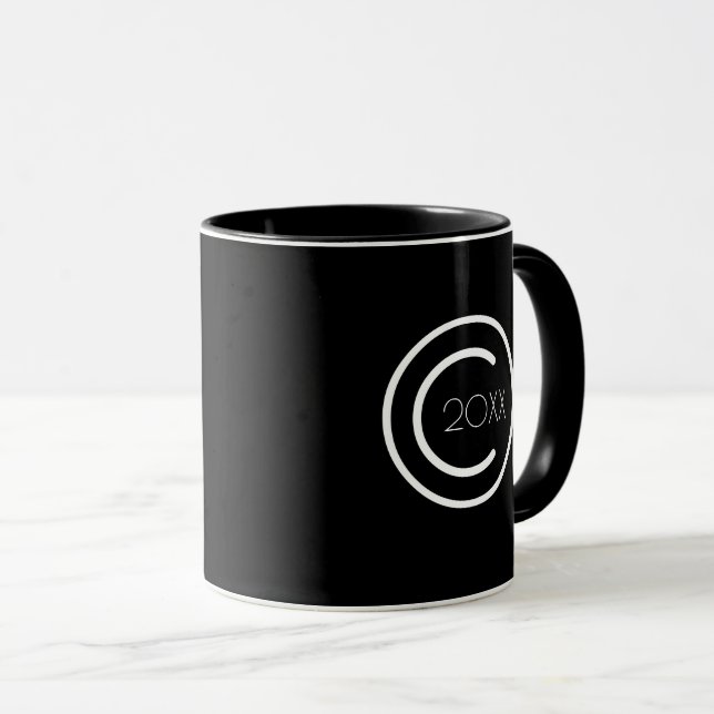 Urheberrecht Modernes typografisches Schwarz und W Tasse (VorderseiteRechts)