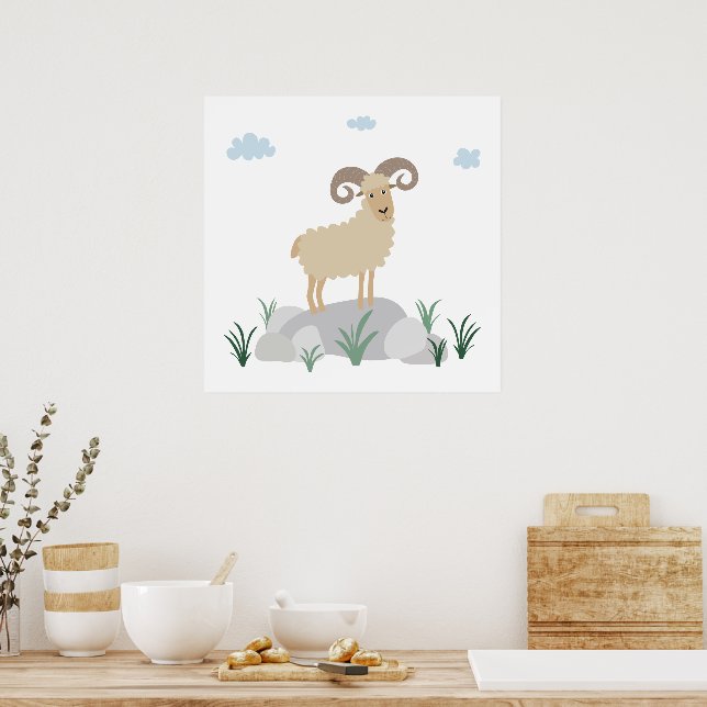 Urial Mountain Sheep Kinderzimmer Wall Art Poster (Küche)