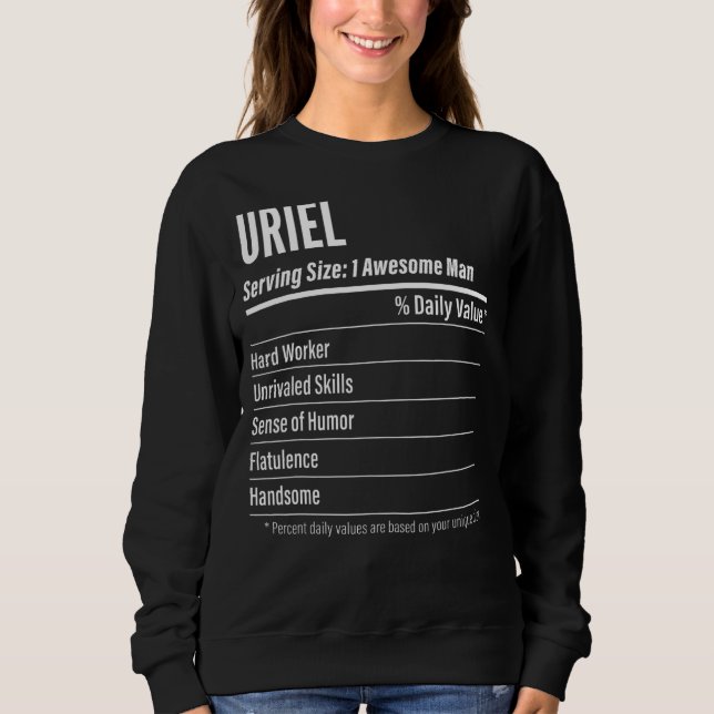 Uriel Serving Size Nutrition Label Kalorien Sweatshirt (Vorderseite)