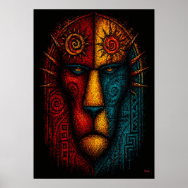 Urkönig Löwe Abstrakte Kunst – Expressionistisch Poster