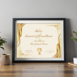 Urkunde für den Student Music Award of Excellence