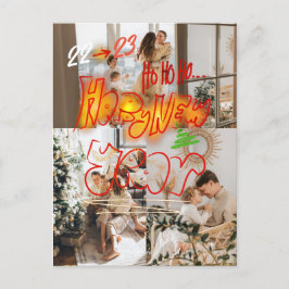 Urlaub 3 Fotos | Modern Happy New Year Tree Glow Postkarte
