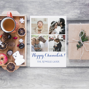 Urlaub 4 Fotos Happy Chanukah Familie Weiß Karte