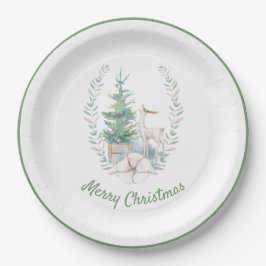 Urlaub am Hirsch und am Weihnachtsbaum Pappteller