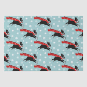 Urlaub Boston Terrier mit Snowflakes Weihnachten Seidenpapier