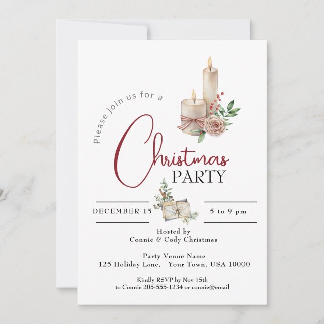 URLAUB CANDLE CHRISTMAS PARTY EINLADUNG (Vorderseite)