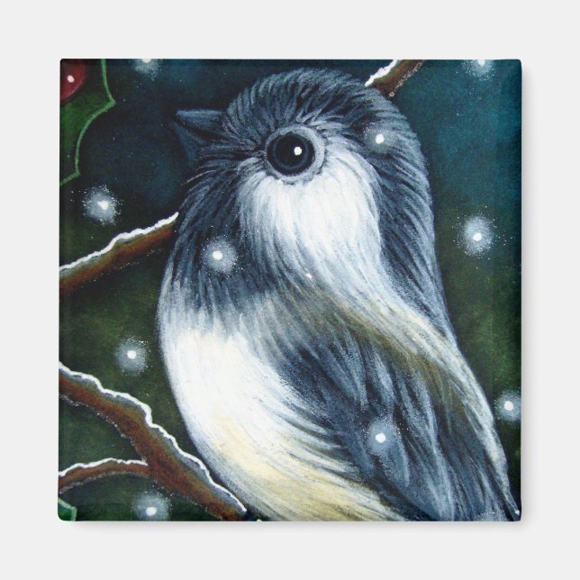 URLAUB CHICKADEE MIT SCHNEESZEIT MAGNET (Vorne)