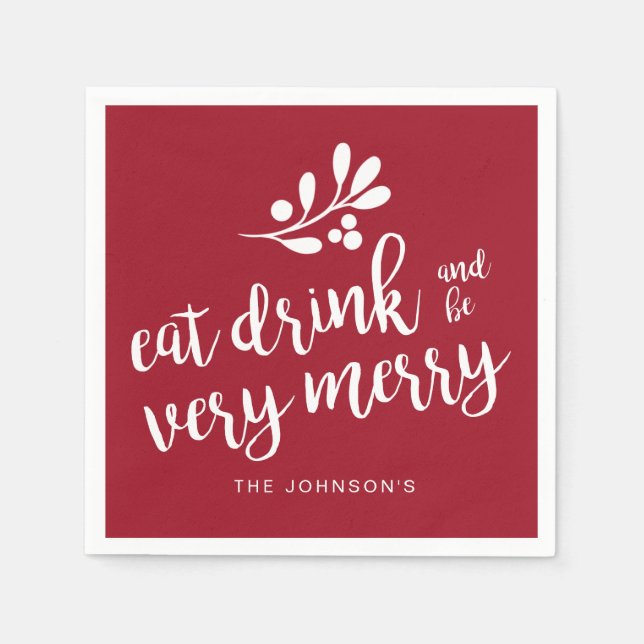 Urlaub essen Drink und sehr Personalisiert sein Serviette (Vorderseite)
