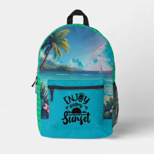 Urlaub, Genieße jeden Sonnenuntergang, Strand, Som Bedruckter Rucksack