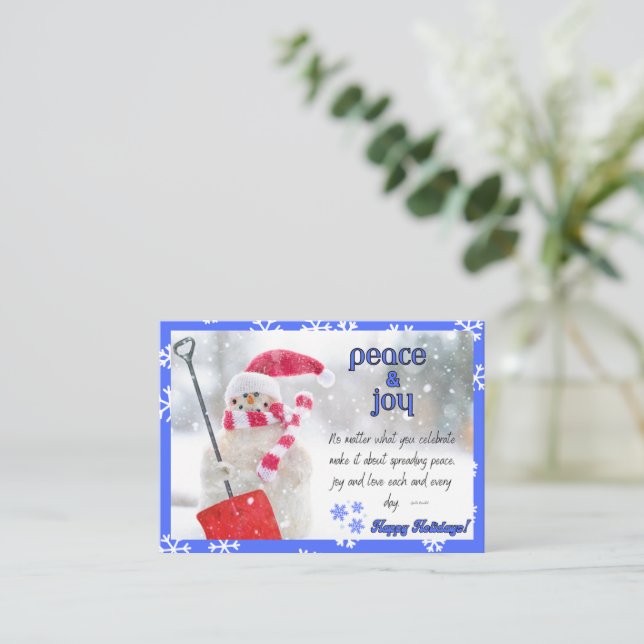 URLAUB GREETING CARD - Peace Snowman Mitteilungskarte (Stehend Vorderseite)