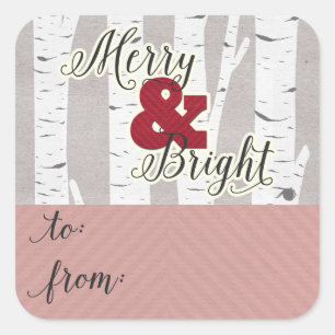 Urlaub Gruß Merry & Bright To & From & Quadratischer Aufkleber