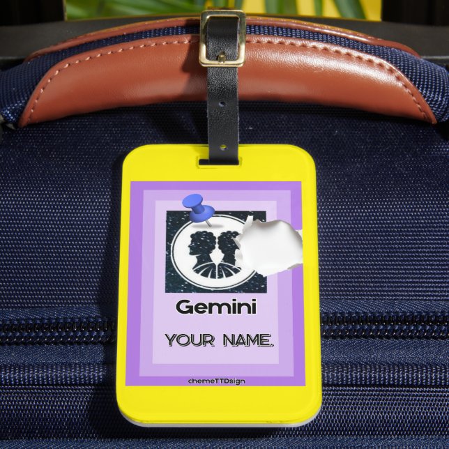 Urlaub H03 #PinnedMyZodiac! Gepäckmarke Gemini Gepäckanhänger (Vorderseite Insitu 2)